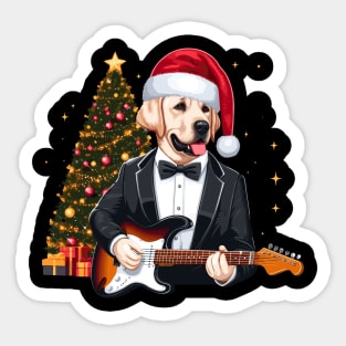 Labrador Retriever Playing Guitar Christmas Sticker